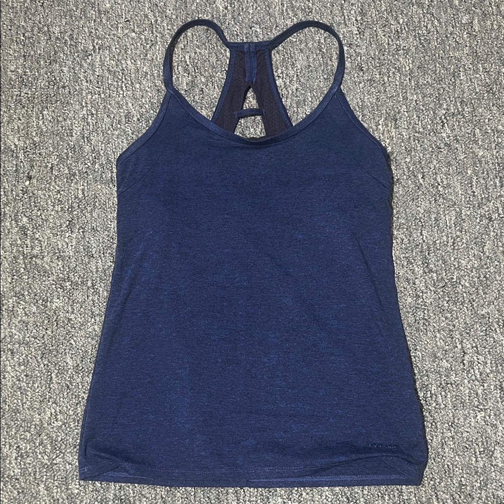 Patagonia Blue racerback tank top workout Camisole yoga gym M cut out back